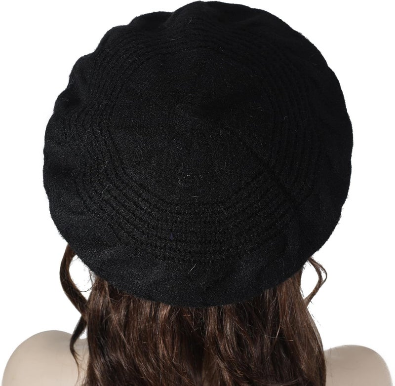 ZLYC French Beret hat, Reversible Solid Color Knit Warm Beret Cap for Womens Girls - Image 3